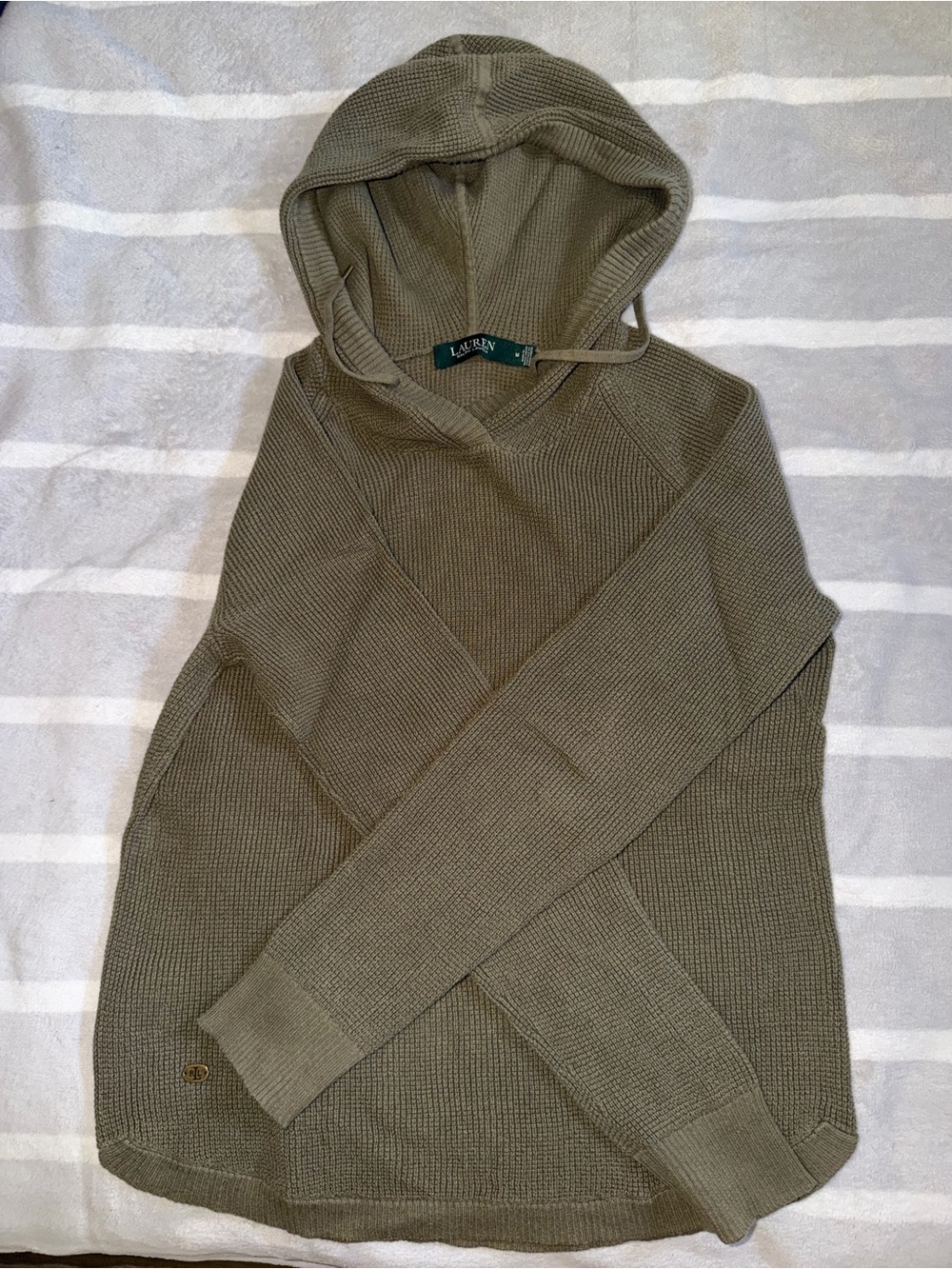 Lauren Ralph Lauren Olive Hooded Knit Pullover